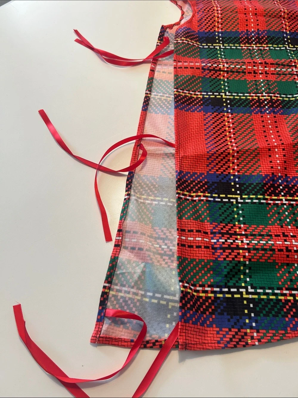 Red Tartan Plaid Printed Christmas Tree Skirt